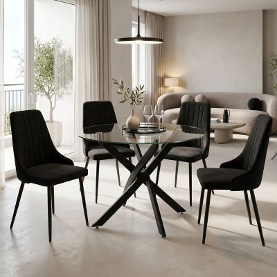 Set masa si scaune Antoro-Azori, D100x75 cm - Negru