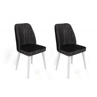 Set scaune (2 bucăți) Alfa Chair Set (2 Pieces), Kaki, 50x90x49 cm - Alb antracit