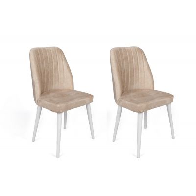 Set scaune (2 bucăți) Alfa Chair Set (2 Pieces), Kaki, 50x90x49 cm - Bej Alb