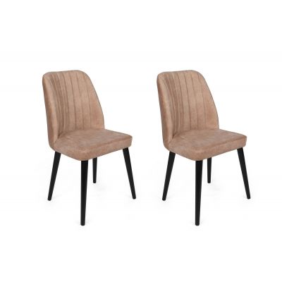 Set scaune (2 bucăți) Alfa Chair Set (2 Pieces), Kaki, 50x90x49 cm - Bej Negru