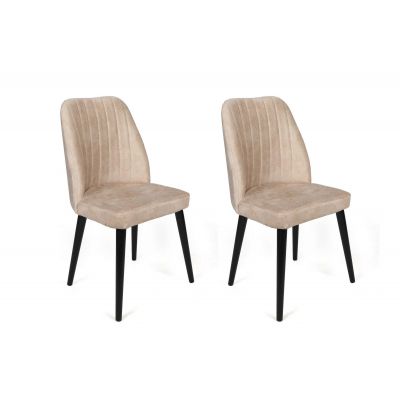 Set scaune (2 bucăți) Alfa Chair Set (2 Pieces), Kaki, 50x90x49 cm - Crem Negru