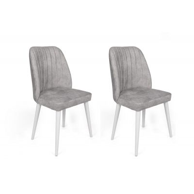 Set scaune (2 bucăți) Alfa Chair Set (2 Pieces), Kaki, 50x90x49 cm - Gri Alb