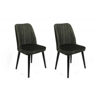 Set scaune (2 bucăți) Alfa Chair Set (2 Pieces), Kaki, 50x90x49 cm - Kaki Negru