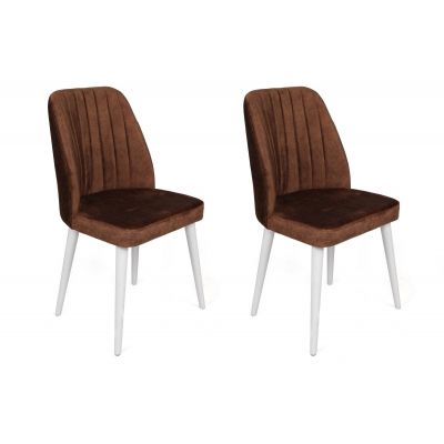 Set scaune (2 bucăți) Alfa Chair Set (2 Pieces), Kaki, 50x90x49 cm - Maro Alb