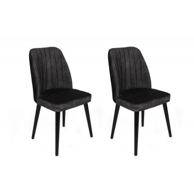 Set scaune (2 bucăți) Alfa Chair Set (2 Pieces), Kaki, 50x90x49 cm - Negru Antracit