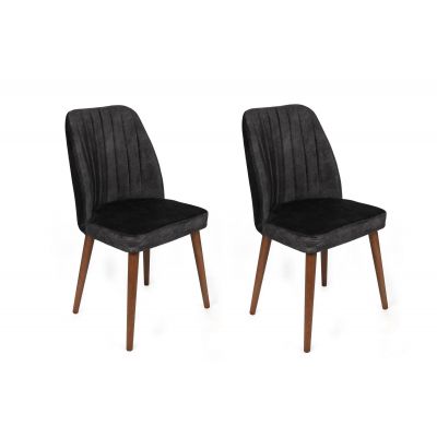 Set scaune (2 bucăți) Alfa Chair Set (2 Pieces), Kaki, 50x90x49 cm - Nuc antracit