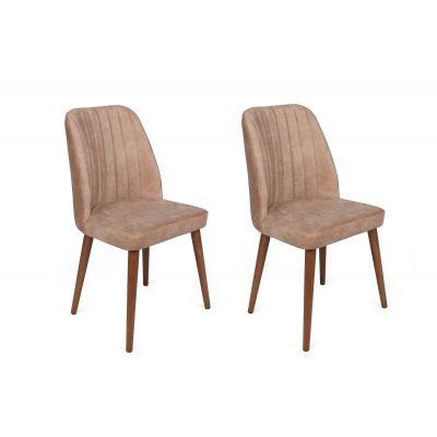 Set scaune (2 bucăți) Alfa Chair Set (2 Pieces), Kaki, 50x90x49 cm - Nuc Bej