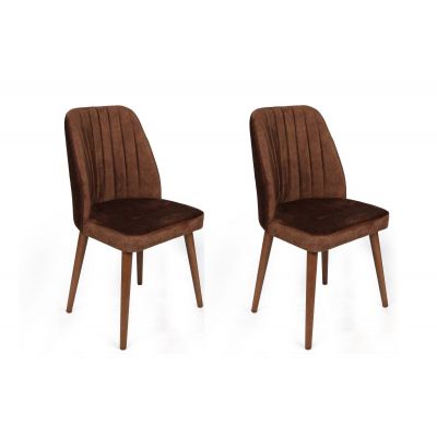 Set scaune (2 bucăți) Alfa Chair Set (2 Pieces), Kaki, 50x90x49 cm - Nuc brun