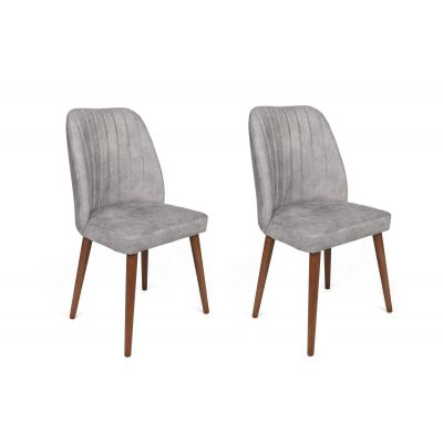 Set scaune (2 bucăți) Alfa Chair Set (2 Pieces), Kaki, 50x90x49 cm - Nuc Gri