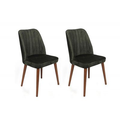 Set scaune (2 bucăți) Alfa Chair Set (2 Pieces), Kaki, 50x90x49 cm - Nuc kaki