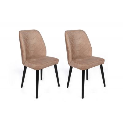 Set scaune (2 bucăți) Dallas Chair Set (2 Pieces), Bej, 50x90x49 cm - Negru