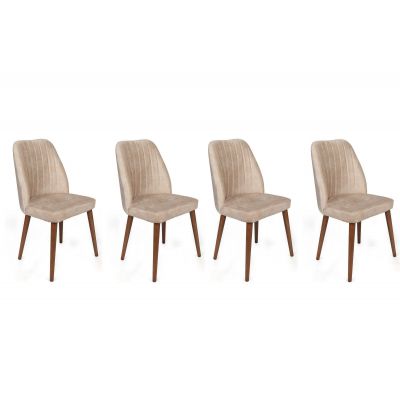 Set scaune (4 bucăți) Alfa V4 Chair Set (4 Pieces), Kaki, 50x90x49 cm - Crem
