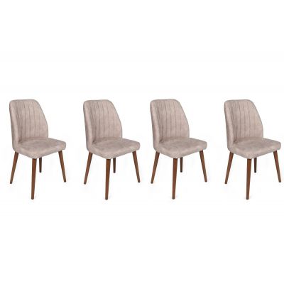 Set scaune (4 bucăți) Alfa V4 Chair Set (4 Pieces), Kaki, 50x90x49 cm - Natur