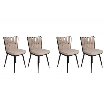 Set scaune (4 bucăți) Kuşaklı V4 Chair Set (4 Pieces), Crem, 43x82x43 cm - arsiv2
