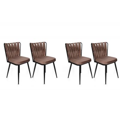 Set scaune (4 bucăți) Kuşaklı V4 Chair Set (4 Pieces), Crem, 43x82x43 cm - arsiv3
