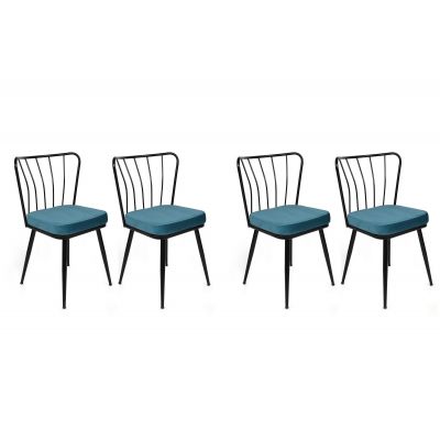 Set scaune (4 bucăți) Yıldız-1 Chair Set (4 Pieces), Albastru inchis, 42x82x43 cm - arsiv8