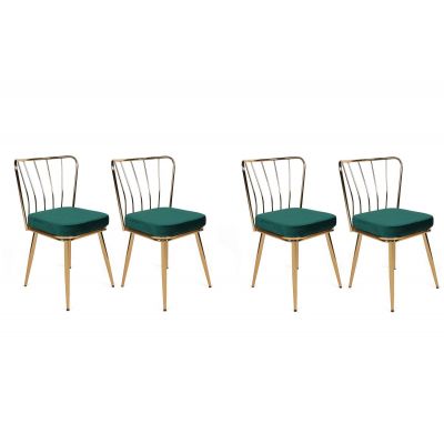 Set scaune (4 bucăți) Yıldız V4 Chair Set (4 Pieces), Albastru inchis, 42x82x43 cm - arsiv
