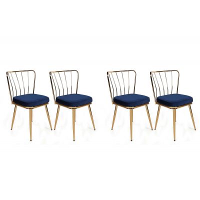 Set scaune (4 bucăți) Yıldız V4 Chair Set (4 Pieces), Albastru inchis, 42x82x43 cm - arsiv7