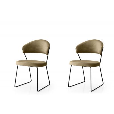 Set scaune Bucatarie Sufragerie (2 bucăți) MN Chair Set, Muştar, 56 x 75 x 53 cm - Maro