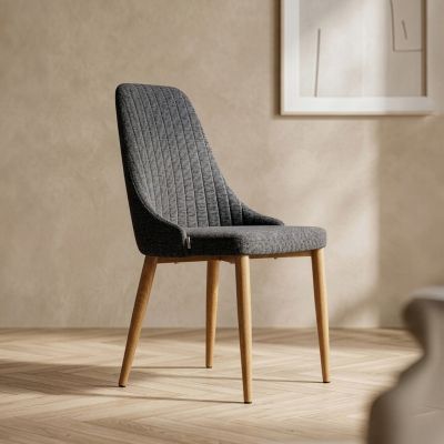 Scaun Arvello, Homla, 46.5x58x88  cm, metal/poliester, gri/natur