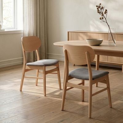 Set 2 scaune Nergu, Homla, 46x54.2x80 cm, lemn/poliester, natur/gri