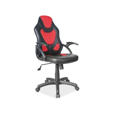 Scaun gaming tapitat cu piele ecologica Qwin-100 Negru / Rosu, l65xA44xH98-108 cm