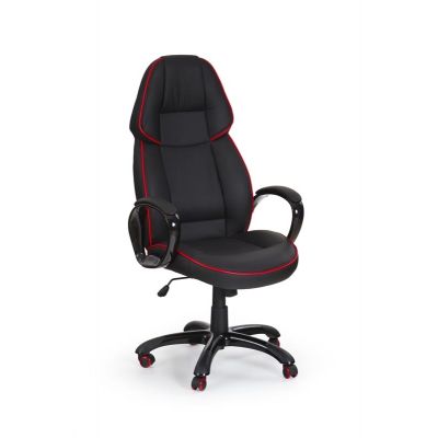 Scaun gaming tapitat cu piele ecologica Ryann Negru / Rosu, l65xA70xH122-132 cm