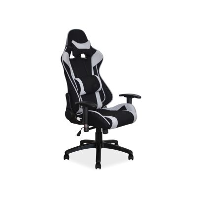 Scaun gaming tapitat cu stofa, Vesper Negru / Gri, l70xA49xH126-134 cm