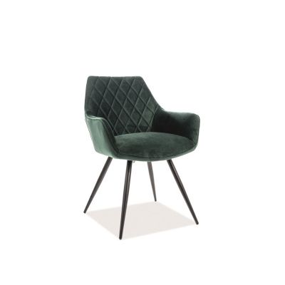 Scaun tapitat cu stofa, cu picioare metalice Lilibet Velvet Verde / Negru, l59xA59xH82 cm