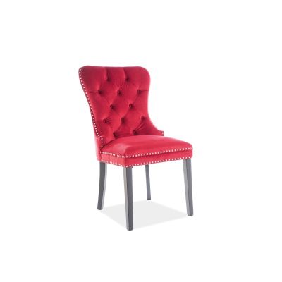 Scaun tapitat cu stofa si picioare din lemn Gusto Velvet Bordeaux / Negru, l56xA46xH98 cm Scaun tapitat cu stofa si picioare din lemn Gusto Velvet Bordeaux / Negru, l56xA46xH98 cm