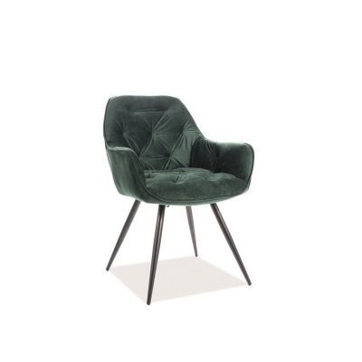 Scaun tapitat cu stofa si picioare metalice Clyde Velvet Verde / Negru, l57xA58xH87 cm