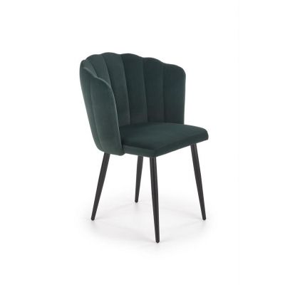 Scaun tapitat cu stofa si picioare metalice, Kai-386 Velvet Verde inchis / Negru, l60xA58xH84 cm