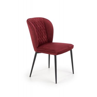 Scaun tapitat cu stofa si picioare metalice Kai-399 Velvet Bordeaux / Negru, l50xA60xH84 cm