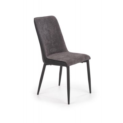 Scaun tapitat cu stofa si piele ecologica si picioare metalice K368 Gri inchis / Negru, l45xA58xH92 cm Scaun tapitat cu stofa si piele ecologica si picioare metalice K368 Gri inchis / Negru, l45xA58xH92 cm