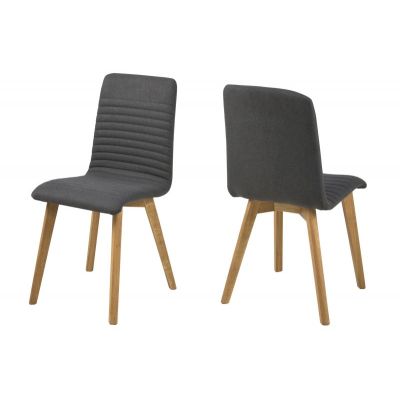 Set 2 scaune tapitate cu stofa si picioare din lemn Arosa Antracit / Stejar, l42xA43xH90 cm