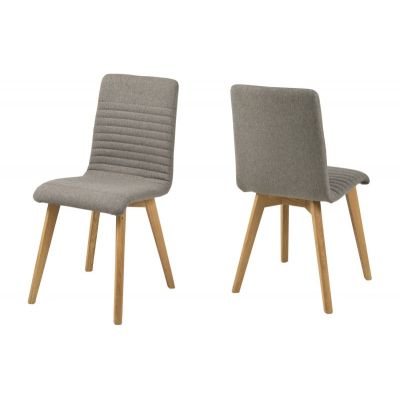 Set 2 scaune tapitate cu stofa si picioare din lemn Arosa Gri deschis / Stejar, l42xA43xH90 cm