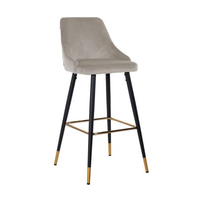Scaun de bar tapitat cu Catifea Bej si picioare negre/aurii inaltime sezut 77cm Imani Richmond Interiors