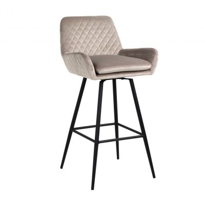 Scaun de bar tapitat cu Catifea Bej si picioare negre inaltime sezut 75cm Linsey Richmond Interiors