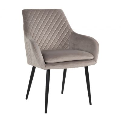 Scaun cu brate din Catifea si Metal Gri/Negru H86.5xL64.5xA64cm Richmond Interiors Chrissy Richmond Interiors