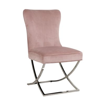 Scaun din Catifea si Metal Roz/Argintiu H93.5xL54xA70cm Richmond Interiors Scarlett Richmond Interiors