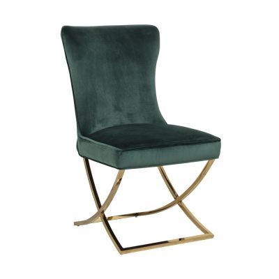 Scaun din Catifea si Metal Verde/Auriu H93.5xL54xA70cm Richmond Interiors Scarlett Richmond Interiors