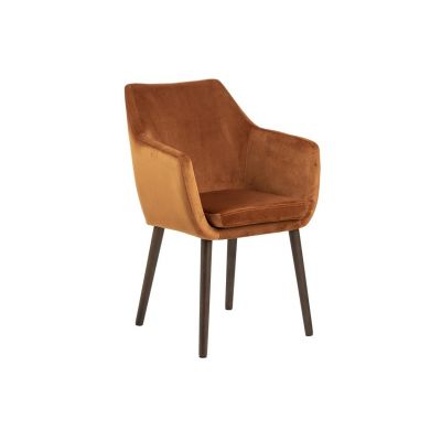 Scaun tapitat cu stofa si picioare din lemn Nora Velvet Caramiziu / Maro Inchis, l58xA58xH84 cm Scaun tapitat cu stofa si picioare din lemn Nora Velvet Caramiziu / Maro Inchis, l58xA58xH84 cm