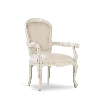 Scaun tapitat cu stofa si picioare din lemn Louis Alb / Bej, l66xA60xH96 cm Scaun tapitat cu stofa si picioare din lemn Louis Alb / Bej, l66xA60xH96 cm