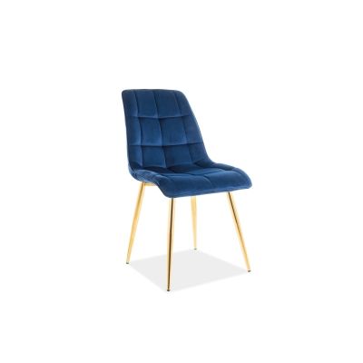 Scaun tapitat cu stofa, cu picioare metalice Chase Velvet Bleumarin / Auriu, l50xA58xH88 cm