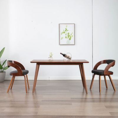 vidaXL Scaune de bucătărie, 2 buc., gri închis, lemn curbat & textil