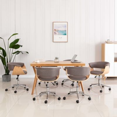 vidaXL Scaune de bucătărie pivotante, 6 buc., gri taupe, textil