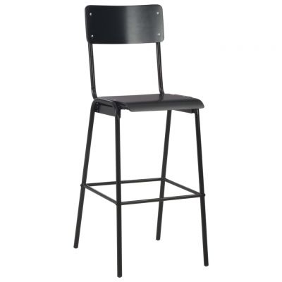 vidaXL Scaune de bar, 4 buc., negru, placaj solid și oțel