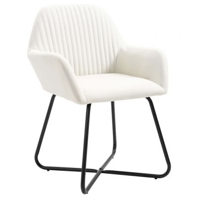 vidaXL Scaune de bucătărie, 2 buc., crem, material textil