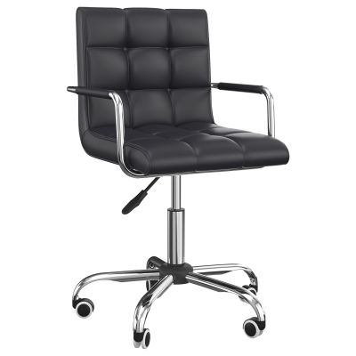 Scaun Rotativ HOMCOM cu Brațe din Piele Sintetică, Negru 52.5x54x94cm | Aosom Romania
