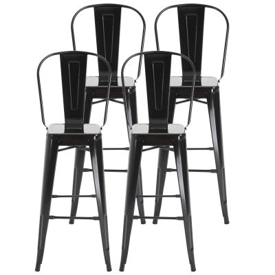 HOMCOM Scaun Metalic Solid si Stivuibil,pentru Dining și Bucătărie Design Modern, Sarcina maxima120 kg,44x53x116 cm Negru | Aosom Romania